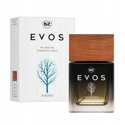 ZESTAW K2 EVOS VIKING PERFUMY DO SAMOCHODU AUTA ZAPACH FLAKON ZAWIESZKA