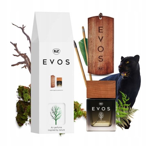 K2 EVOS HUNTER perfumy do auta zawieszka drewniana+flakon